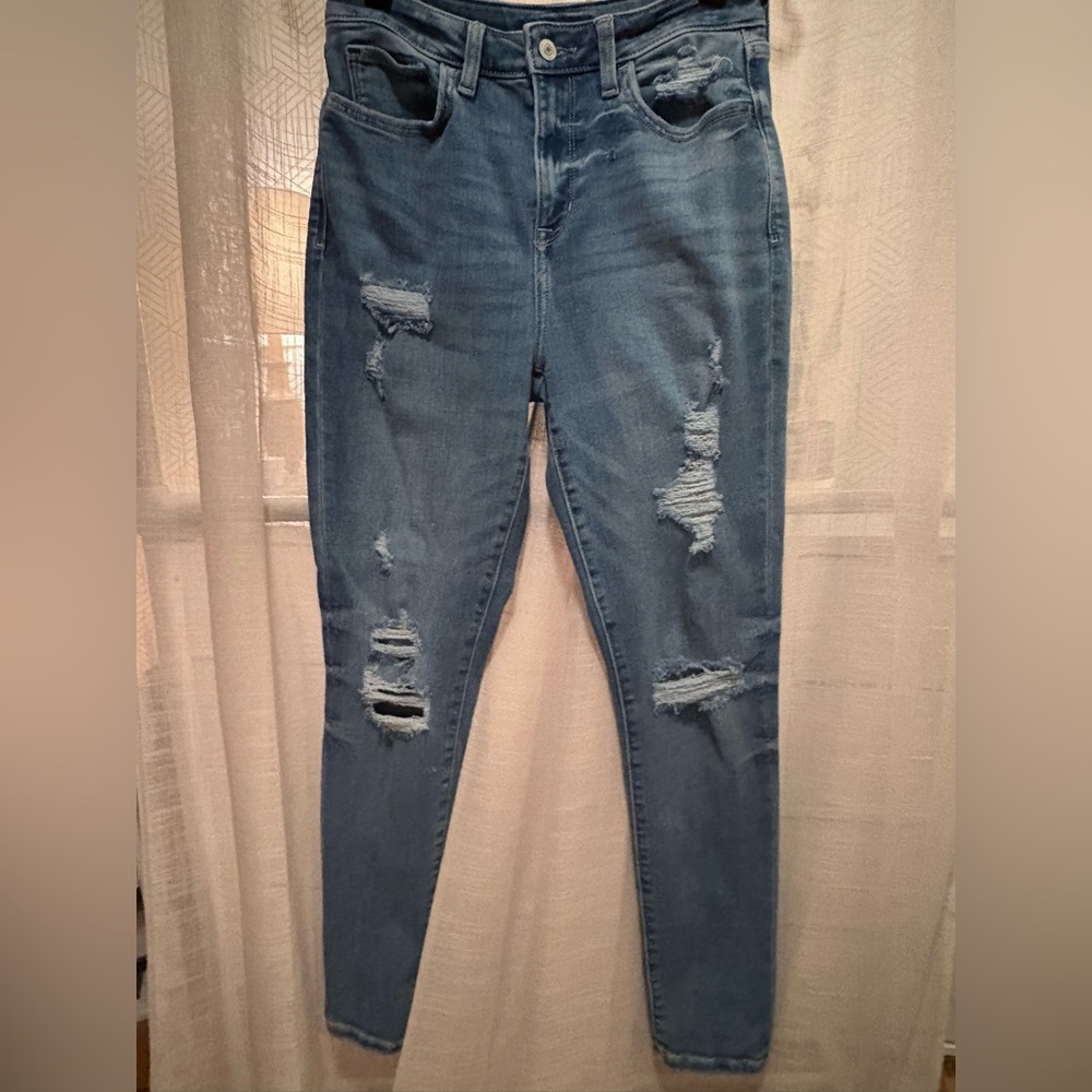 Arizona Skinny Distressed Jeans | Classic Blue Denim